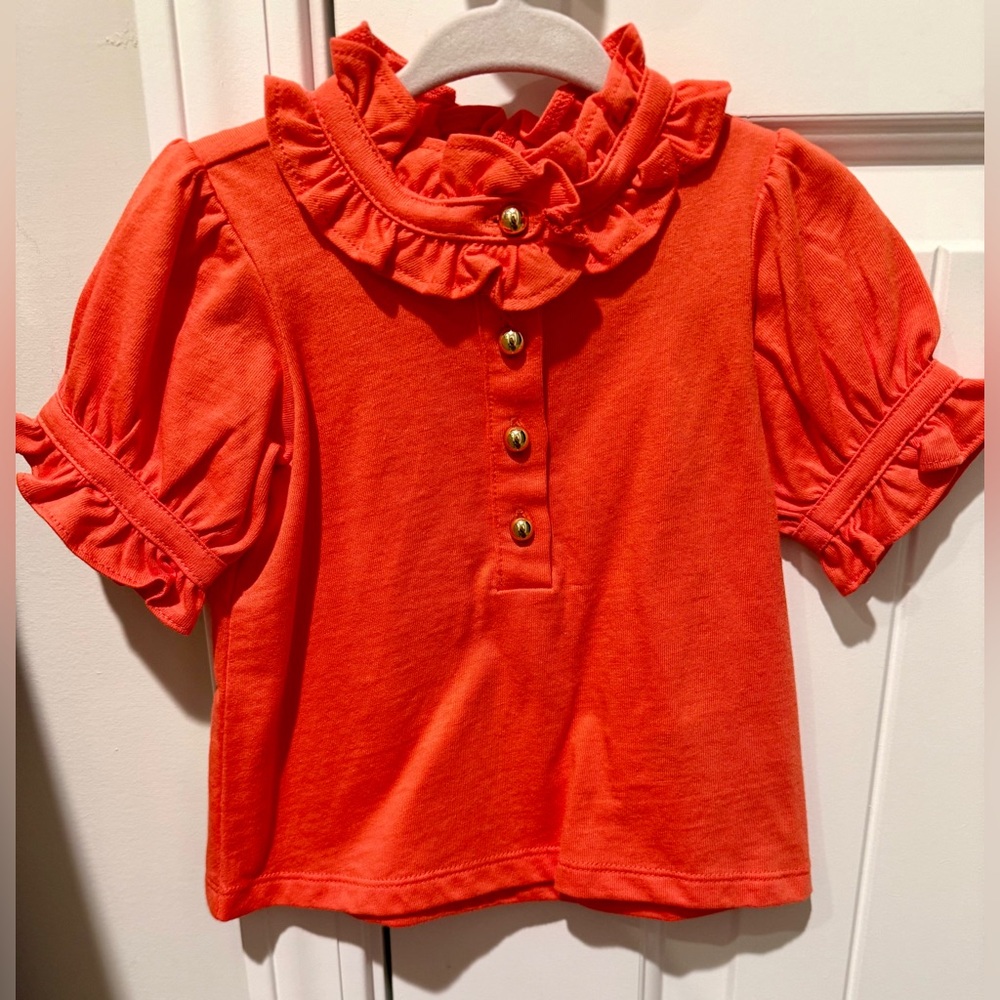 Janie and Jack Orange Ruffled Blouse 12-18 mos